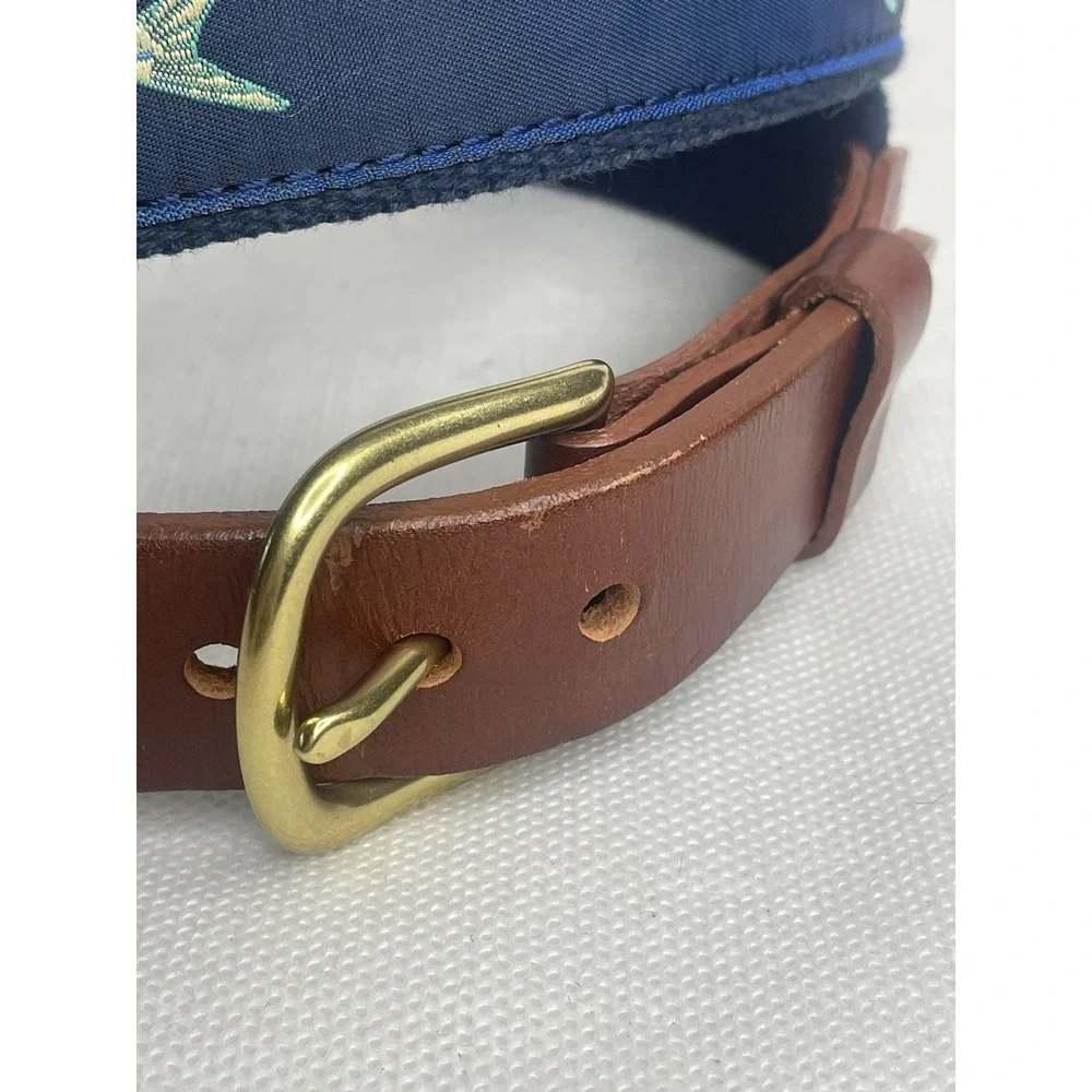 Leather Man Ltd Premium Top Grain Leather Golf Fishing Blue Mahi Belt Size 40